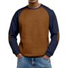 Men's Loose-fitting Casual Waffle-weave  Neck Long-sleeved Top