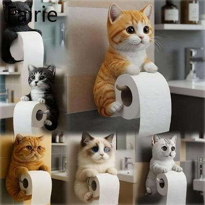 Cute Cat Tissue Holder, Toilet, Home Decoration, Resin Ornaments, High-end and Niche Handicrafts Fairie