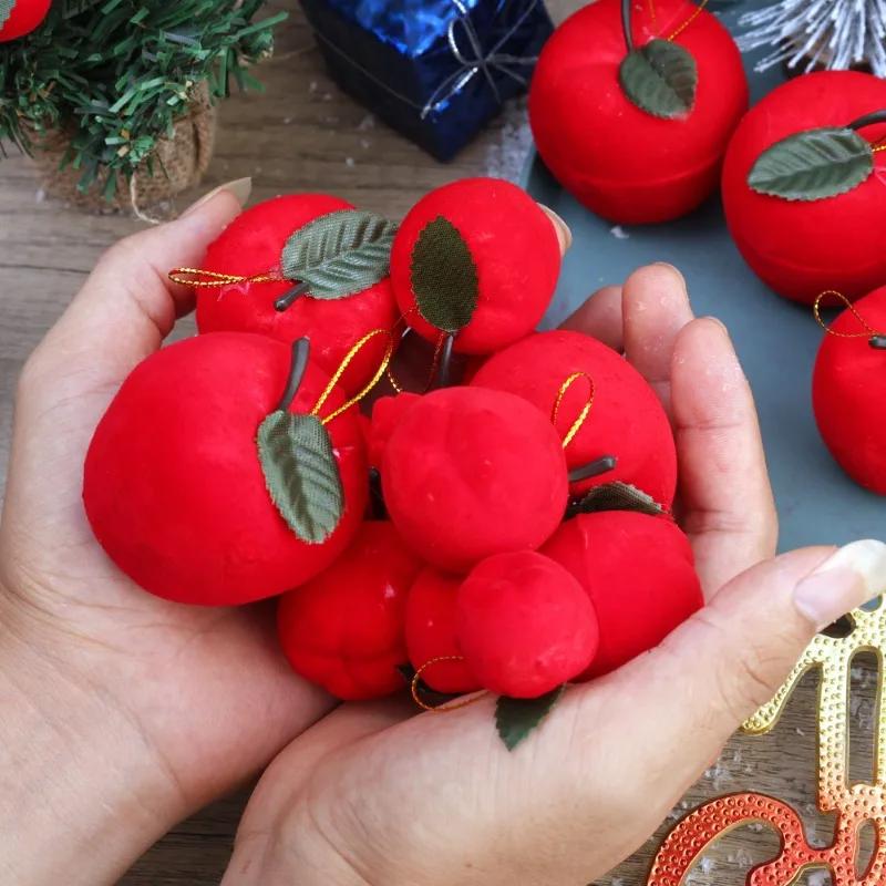 Realistic Eye-catching Simulation Red Apple Ornament Christmas Tree Decoration Navidad Xmas Atmosphere Pendant Home Festival