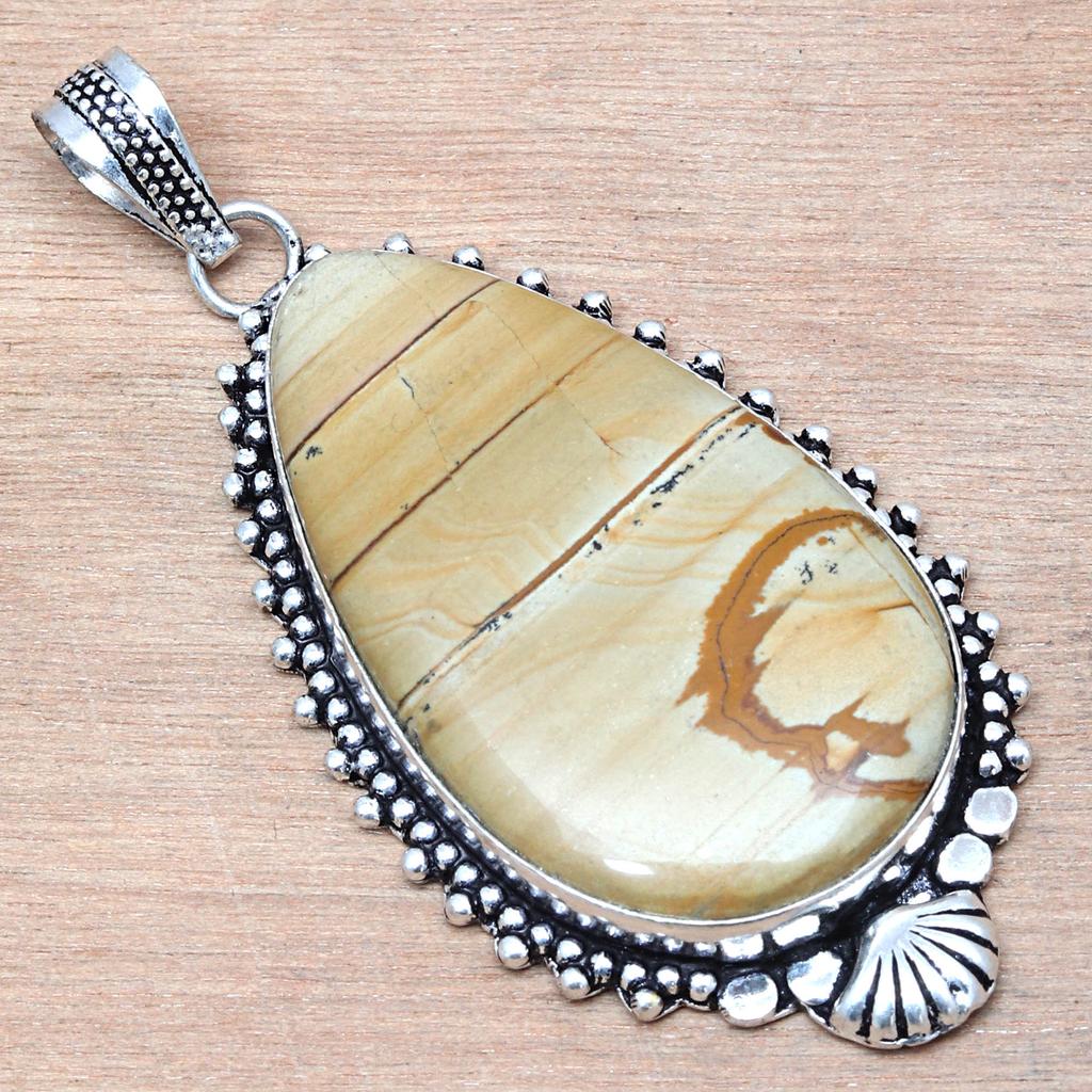 Pendant Amrican Jasper Gemstone Valentine'Day Gift Silver Jewelry 2.75"