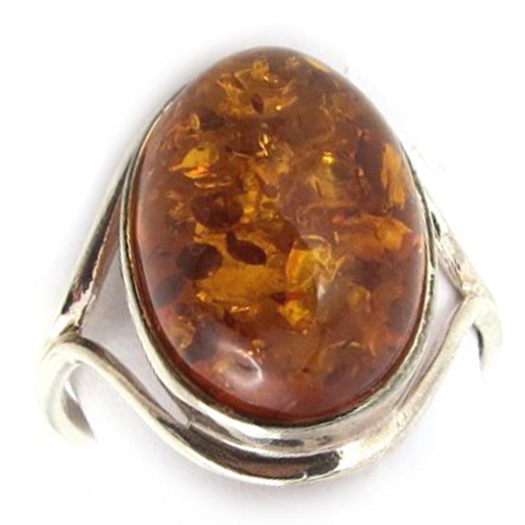 Amber 'Inspiration' Silver Ring
