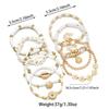 9 Elegant and Simple Daisy Rice Bead Bracelets with Multi Layer Stacking Soft Ceramic Shell Metal Women's Bracelet Set