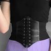 Women Lace-up Corset Wide Elastic Waist Belt Faux Leather Slimming Body Waistband Dress Shirt Decoration