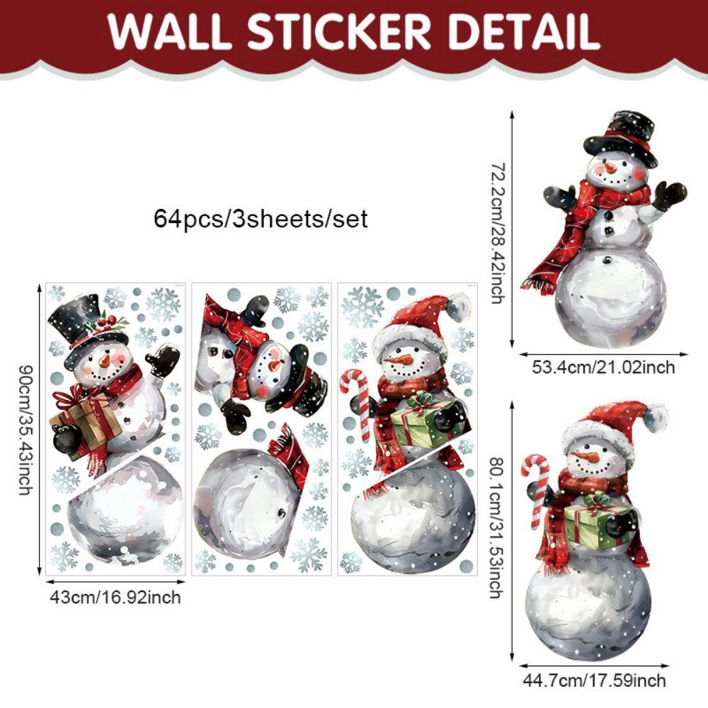 Snowflake Window Decals Cartoon Snowman Window Clings Creative Decorative Sticker Home Decoration