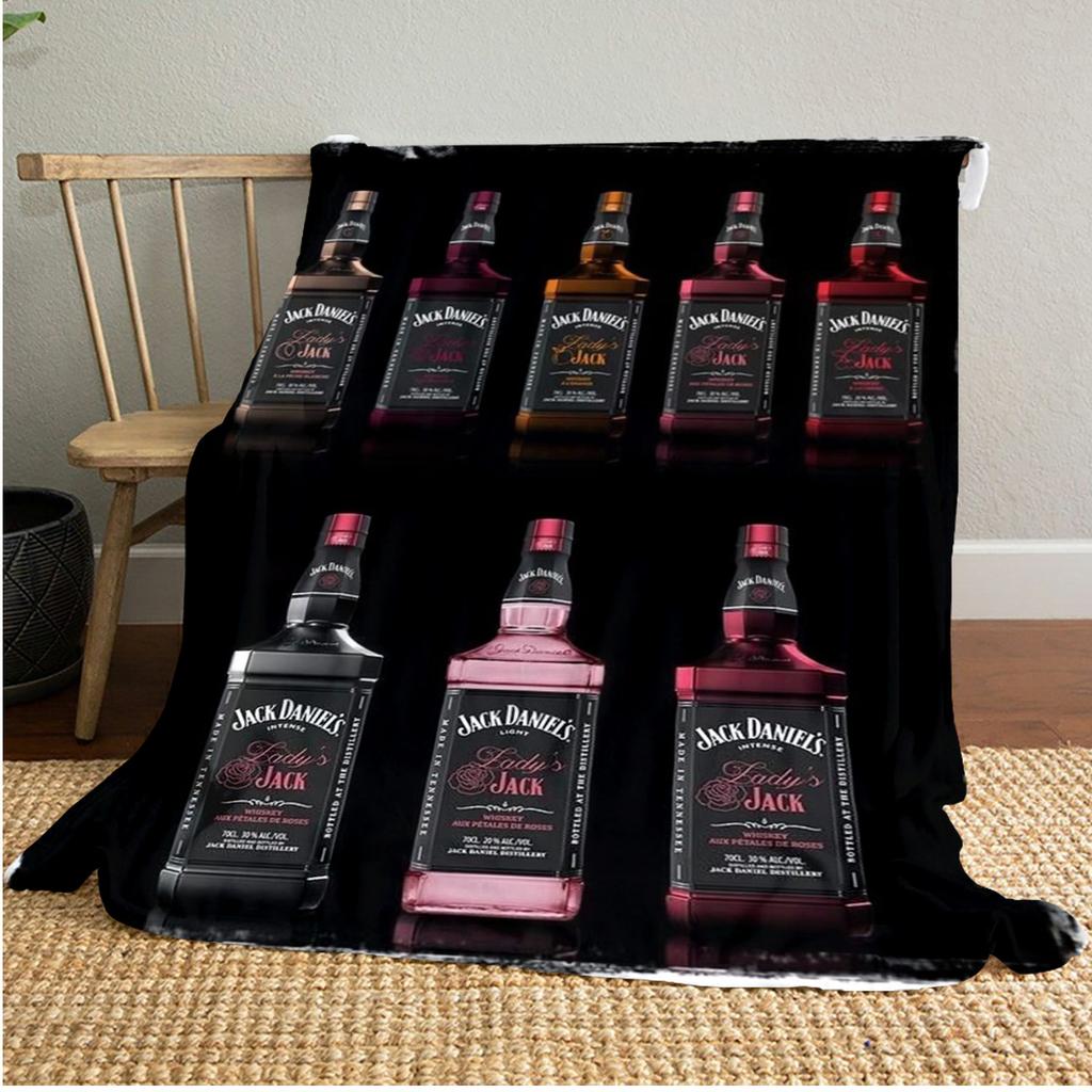 Jack Daniel's Koc Pluszowy Miękki Wygodny na Wszystkie Pory Roku Koc na Sofę Biuro Drzemki Koc Podróżny Zewnętrzny Idealny Prezent
