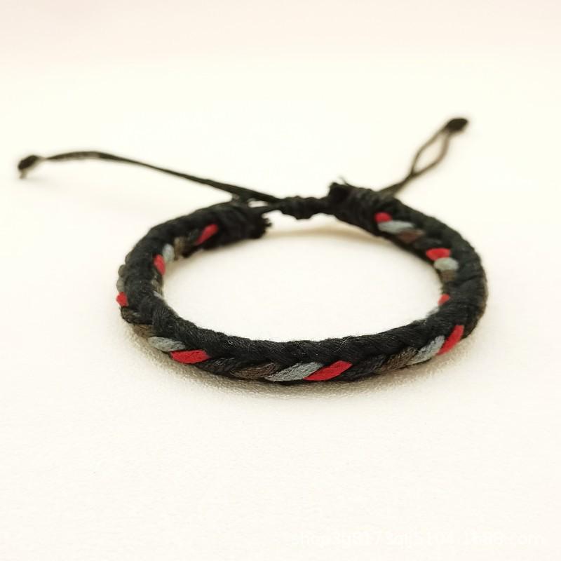 Japanese Minimalist Handwoven Retro Bracelet: Cotton & Linen Artistic Design for Couples