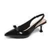 Summer 2025 Large Size Fashionable Pointed Toe Butterfly Knot Slip-On Comfortable Overhead Semi Slippers for Women