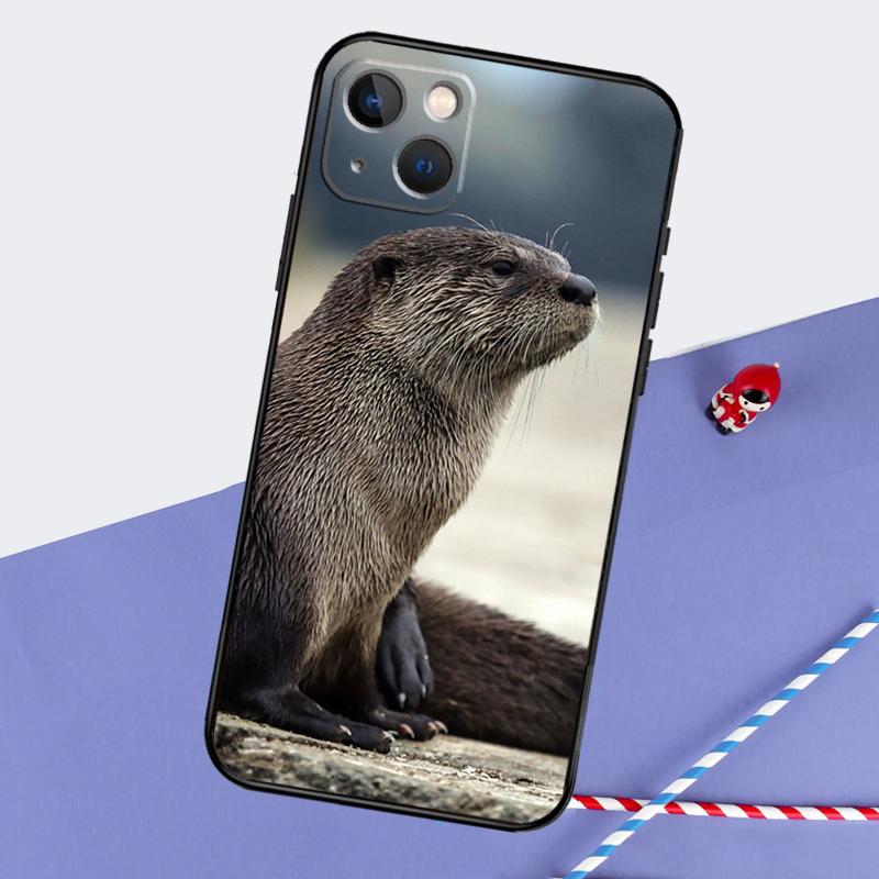 Animal Otter Cute Phone Case For iPhone 16 15 Pro Max 12 13 Mini 11 14 Pro Max XR 16 15 Plus 16e Cover Coque