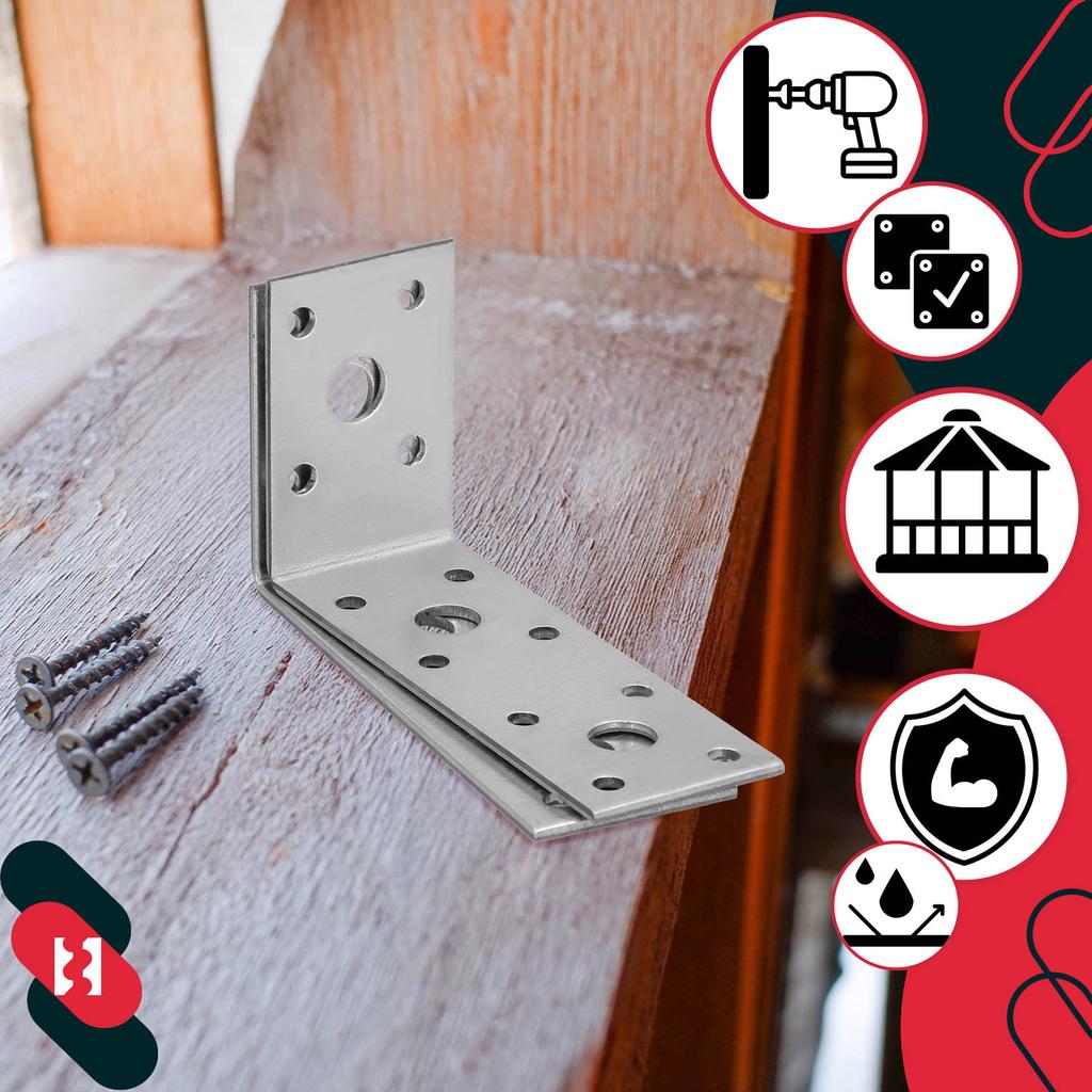 KOTARBAU® Carpenter's Angle Construction Connector Stainless Steel Galvanized 100 x 50 x 35 MM