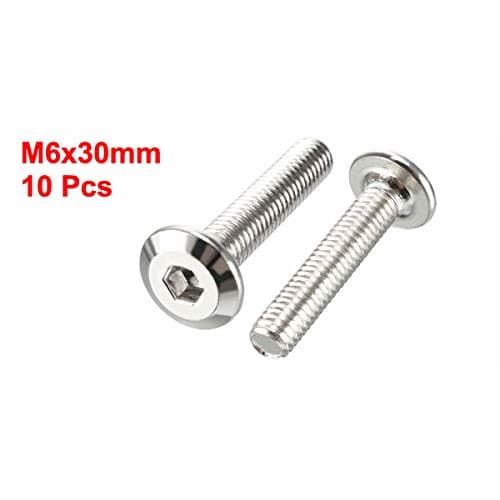 uxcell Hex Socket Head Bolts, Fasteners for Furniture Fittings, Carbon Steel, M6 X 30mm, Pack of 10