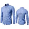Autunno Nuovo Camicia da Uomo Oxford Filato Slim Fit Tinta Unita Camicia da Uomo Camicia a Maniche Lunghe da Uomo
