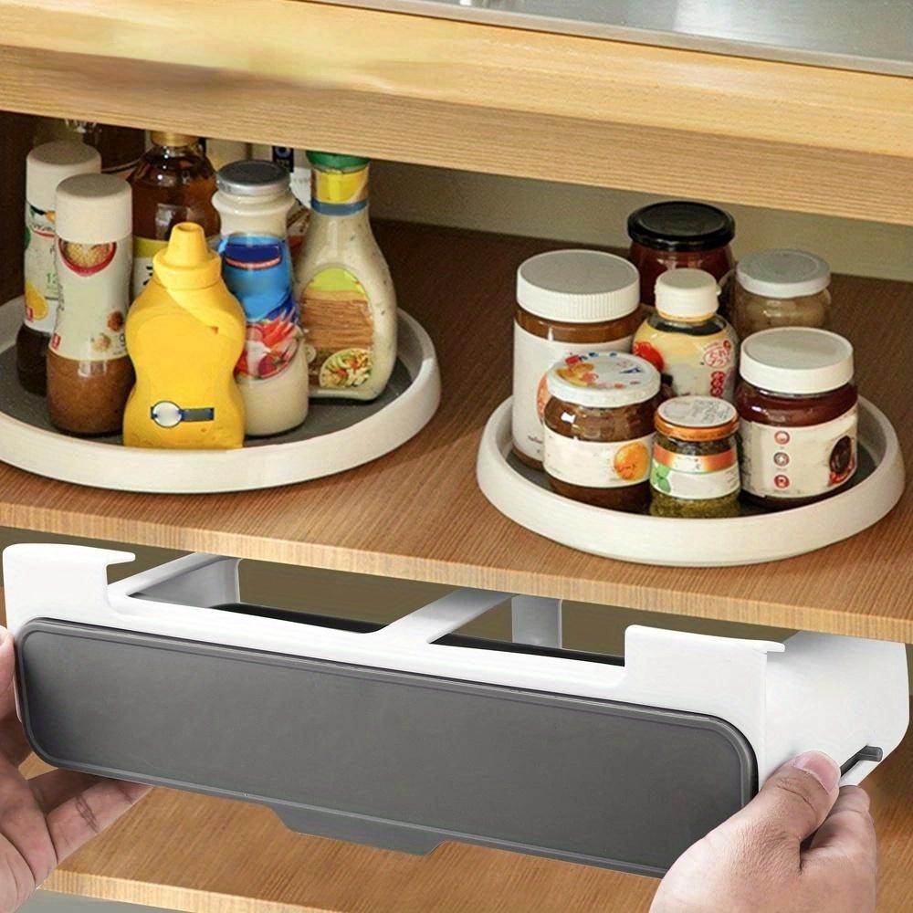 1pcs New Kitchen Self-adhesive Wall-mounted Under-Shelf Spice Organizer Spice Bottle Storage Rack Home Kitchen Supplies Storage In Stock