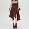 Wildlederrock Damen Hohe Taille Vintage Locker Midi Langröcke