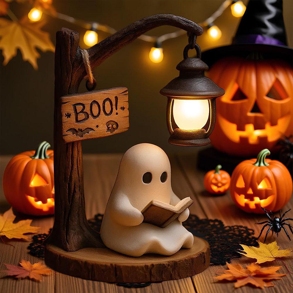Cute Ghost Reading Lamp Halloween 3D LED Night Light Spooky Cute Desk Light for Bedroom Study Halloween Home Decor Book Lovers