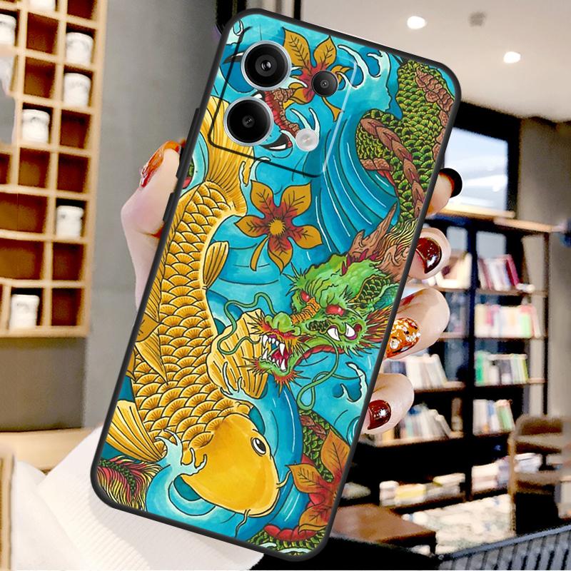 

Tattoo Japanese Koi Dragon Wave For Xiaomi Redmi Note 14 Pro 9 10 11 12 13 15 Pro Plus Case For Redmi 15 15C 13C 12C 10C 14C Redmi 13 4G