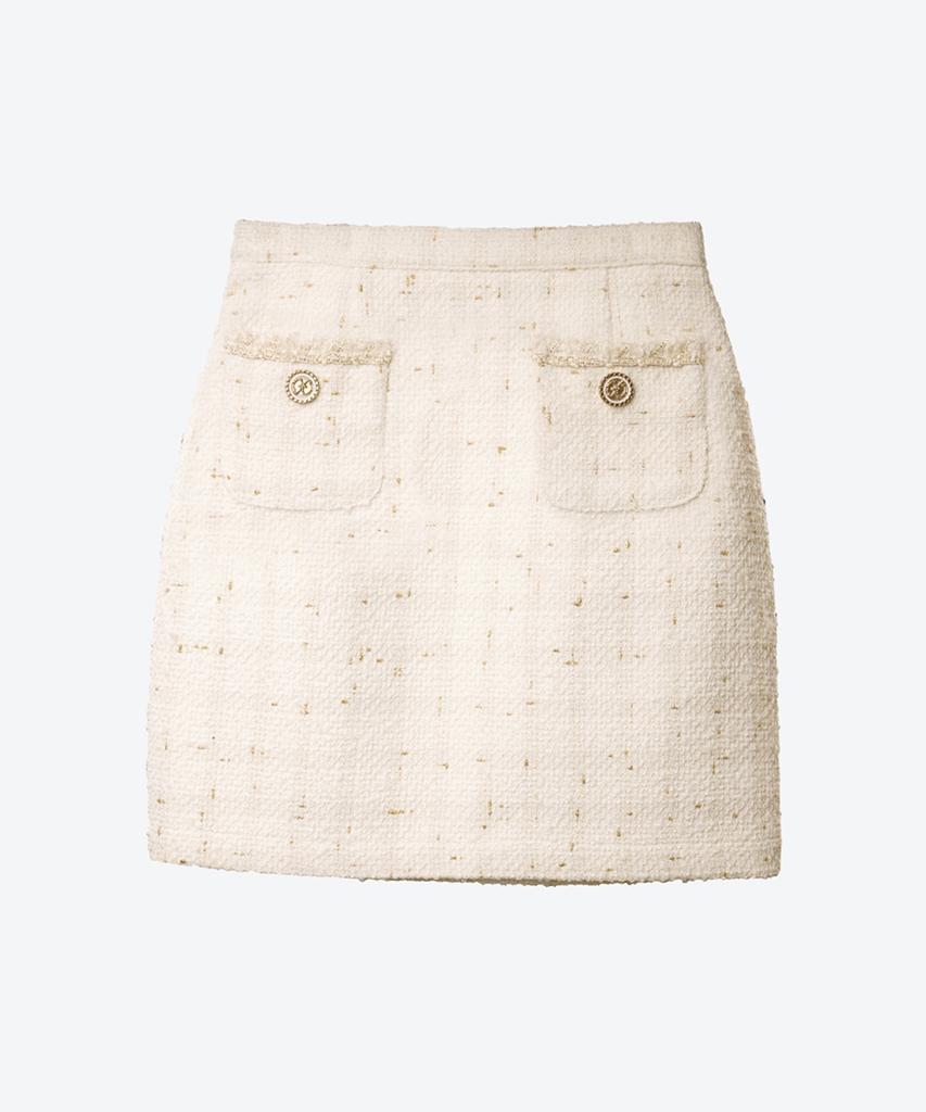 UNTAGE Boucle Tweed Mini Skirt (White)_Uws-Fs04