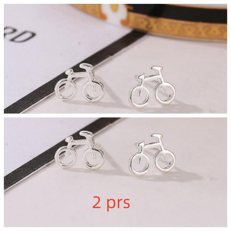 Buyee 925 Sterling Silver Simple Stud Earring Cute Bicycle Earring for Women Fashion Unique Small Fine Jewelry Earring