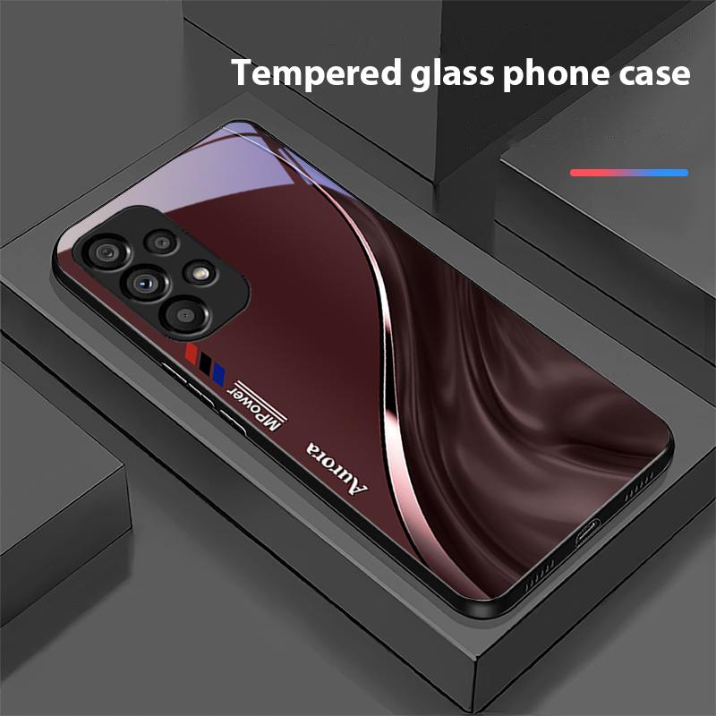 Water Flow Pattern For Samsung Galaxy S 8 9 10 20 Plus 21 FE 22 23 24 Ultra S7 Edge Black Tempered Glass Phone Case Hard Shell
