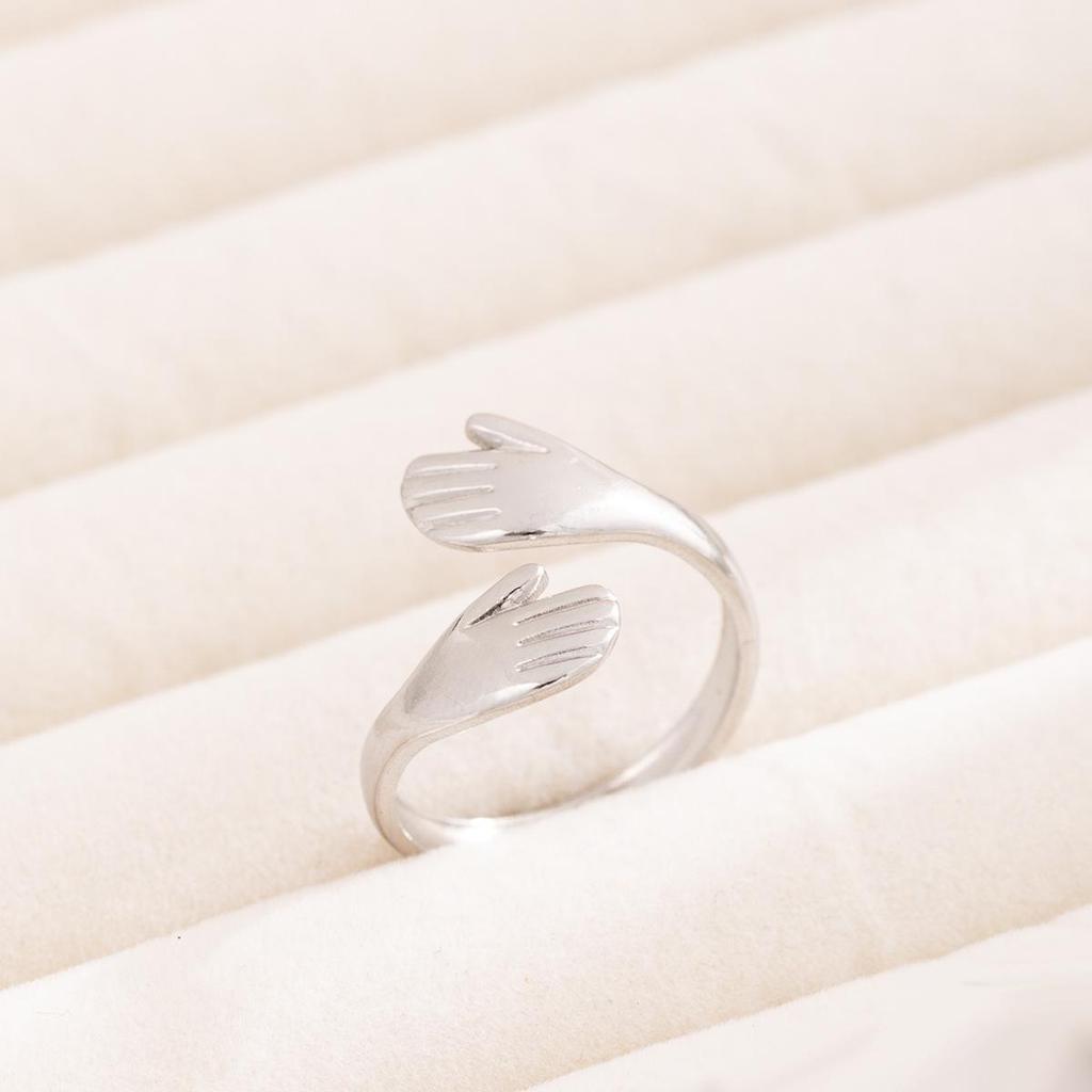 Embrace Stainless Steel Titanium Colorfast Open Ring Vacuum Electroplated 18k Gold Index Finger Ring