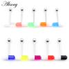 Alisouy 1pc Acryl Zwei-farben Kapsel Stahl Ball Zunge Ringe Pin Bars Männer Mädchen 14G Industrielle Barbells piercing Körper Schmuck