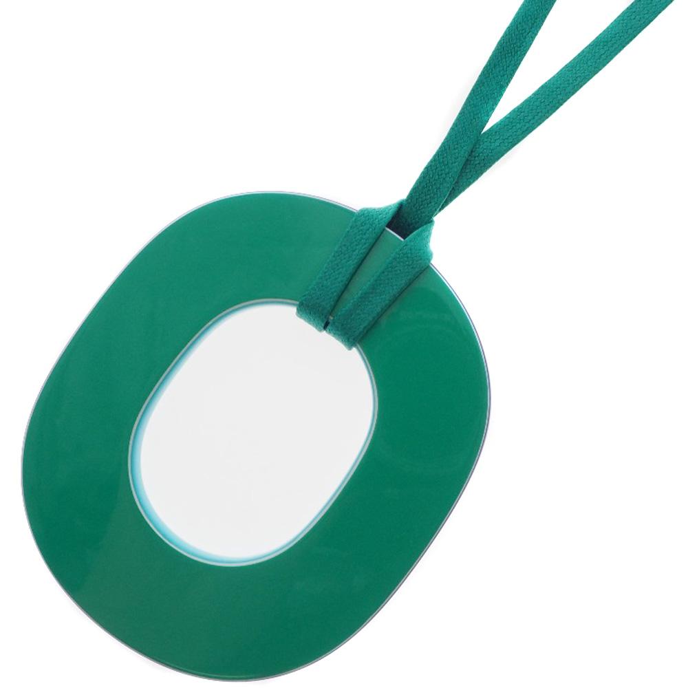 HERMES Ism Pigman Necklace 052880FL Green/purple lacquer/silk 25.9g Women Used