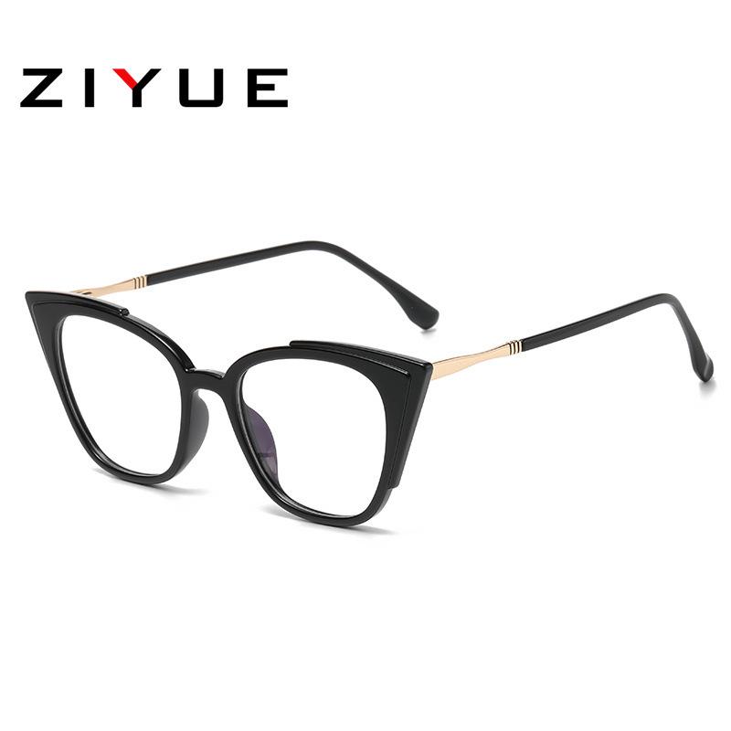 Women's Cat-Eye Prescription Glasses with Spring Hinge, Anti-Blue Light Slimming Design for Larger Faces.