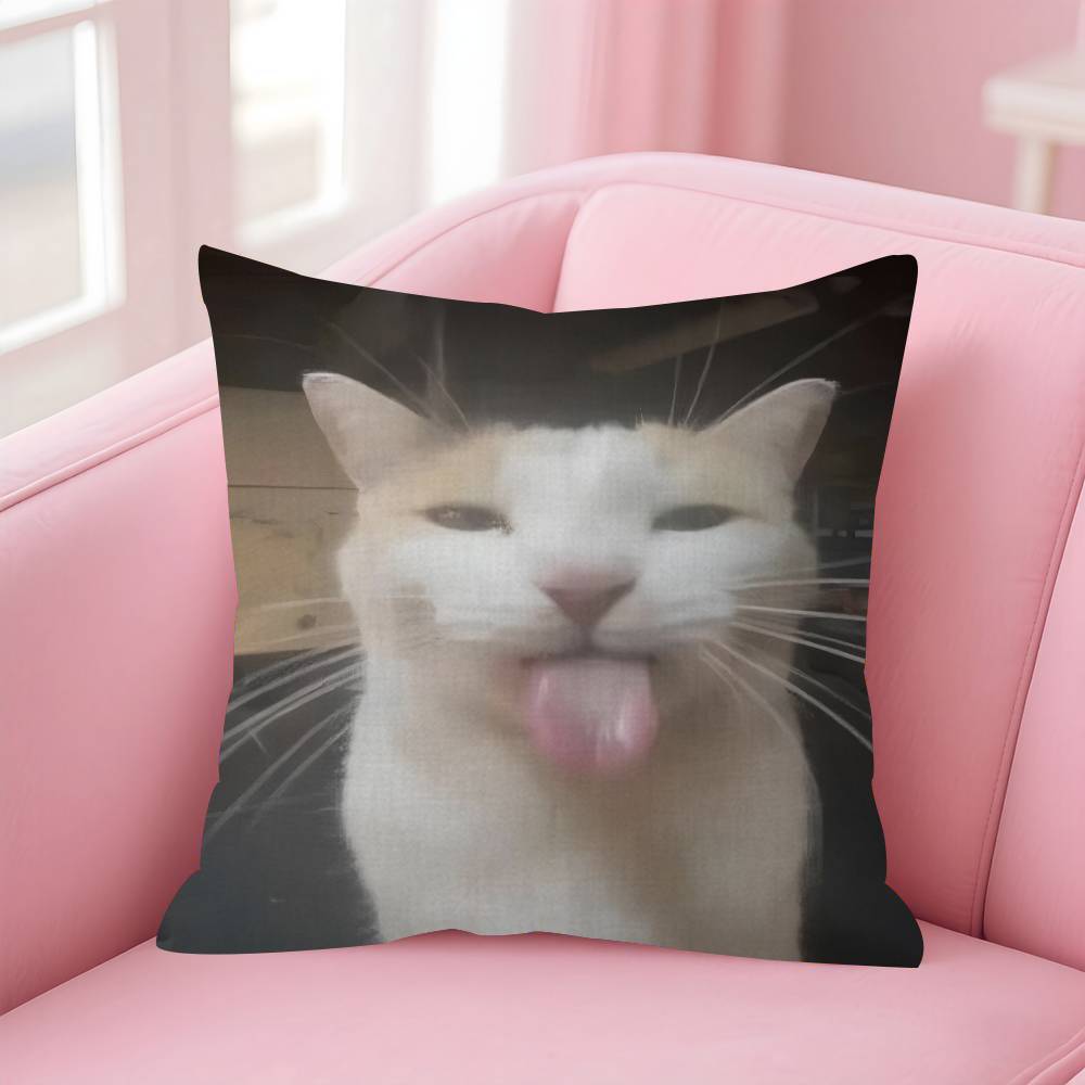 Funny Cat MMeme  Personalized Pillow Cover Kids Bedroom Wild Party Decor Pillowcase Kid Birthday Shower Gift