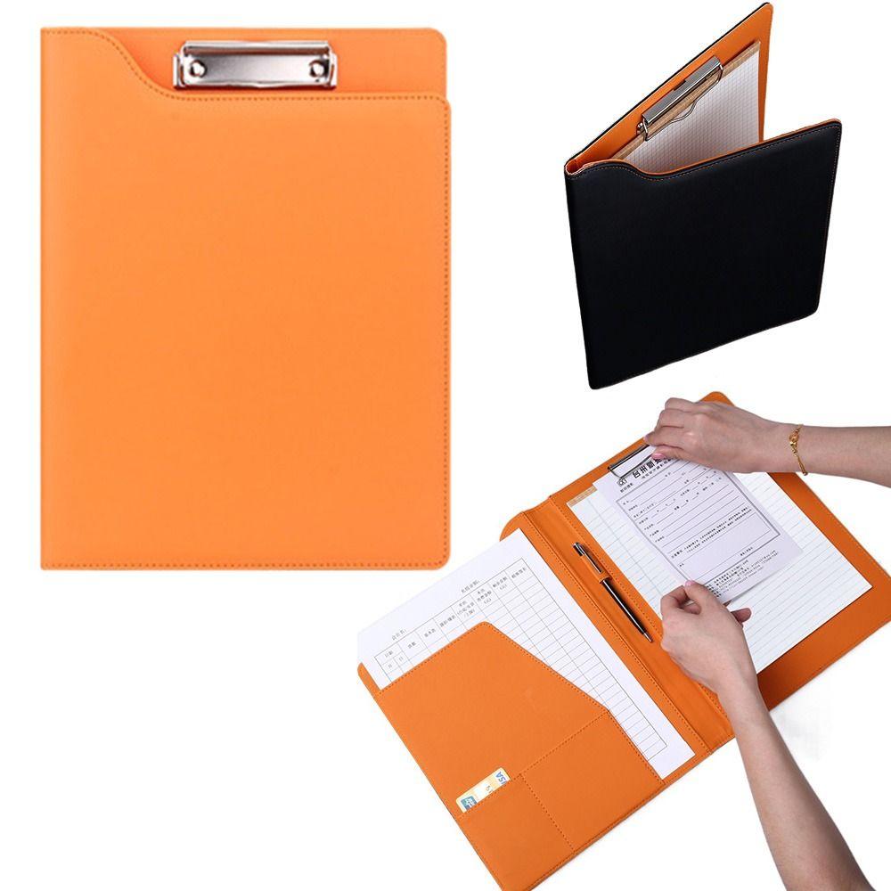 With Pen Holder PU Leather Writing Clip Metal Board Clip Document Organizer  Office