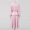 Fashion Brand Suit Pink Loose Long-sleeved Top + Ruffled Skirt Two-piece Set