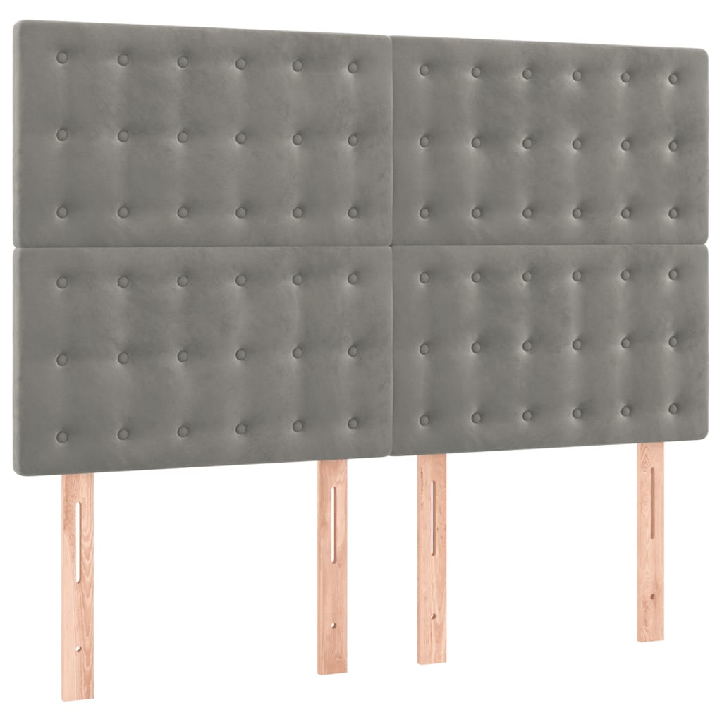 Vidaxl Letto Continentale Con Materasso, Grigio Chiaro, 140X190Cm, Velluto