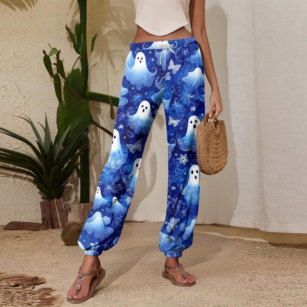 Women's Halloween Print Joggers Drawstring Elastic Waist Tapered Leg Casual Sweatpants