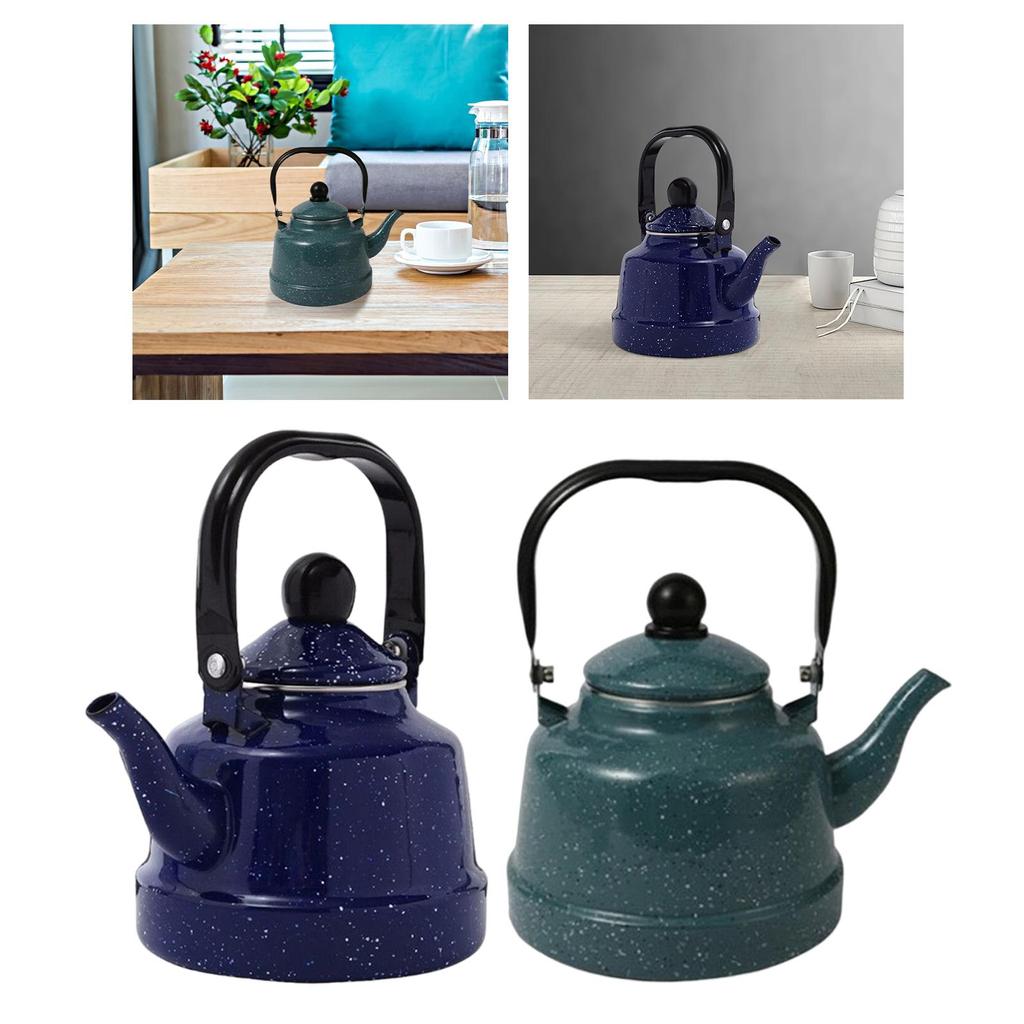 Household Enamel Teapot 1.7L Hiking Teapot Compatible Tableware Teapot Tableware Teapot for Home Halogen Stove Induction Cooker