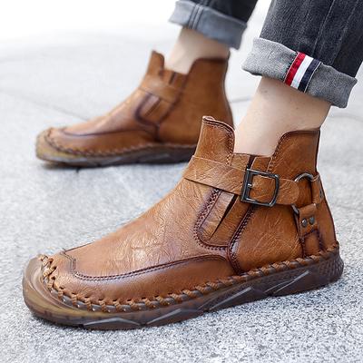 New 2025 Handmade Men Boots Design Sneakers Man Outdoor Casual Leather Men Shoes Ankle Boots Fall Breathable Hot Sale