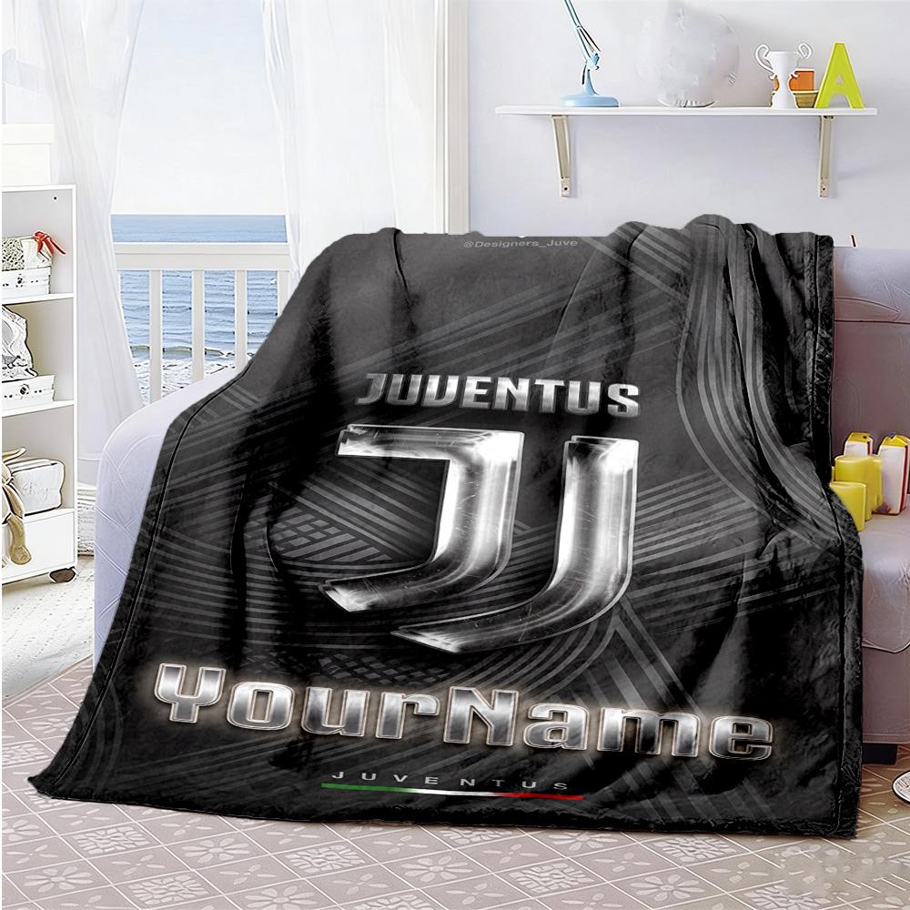 Juventus Customize Text Blanket Cozy Customizable Blanket Ultra-Soft Suitable for Office Sofa Seaside Home Decor All-Season Use
