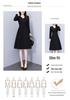 Elegant Black V-Neck Plus-Size Long-Sleeve Dress for Spring and Autumn