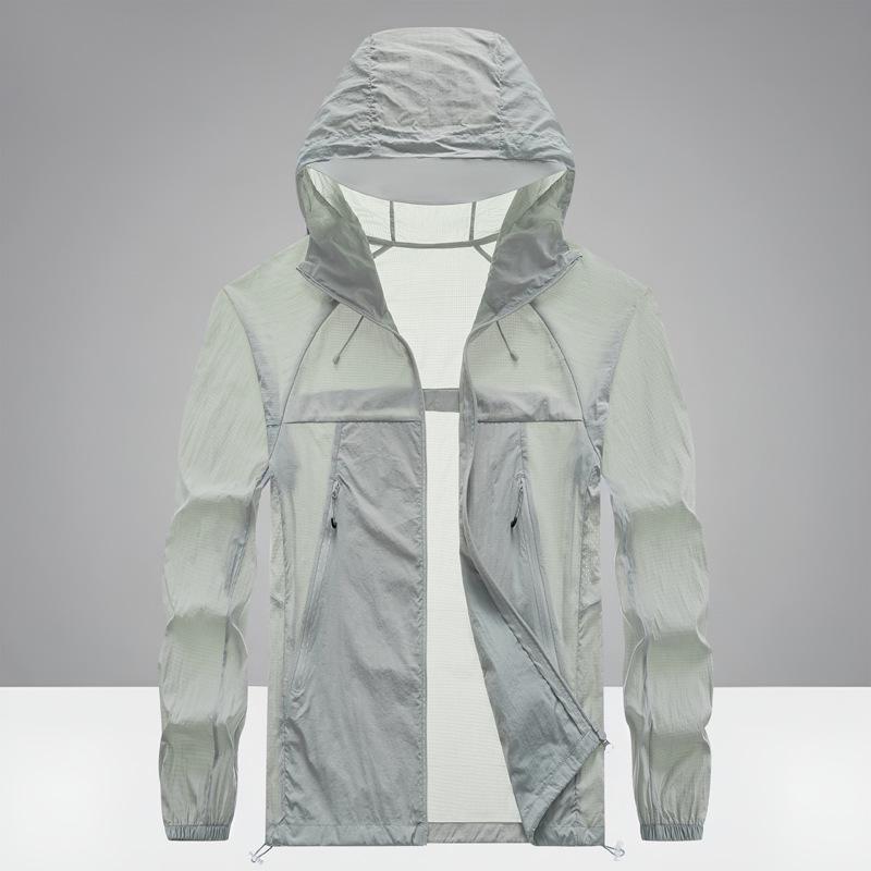 

Унисекс Тонкая куртка с капюшоном для защиты от солнца - Летняя уличная ветровка, Парный стиль 3XL
