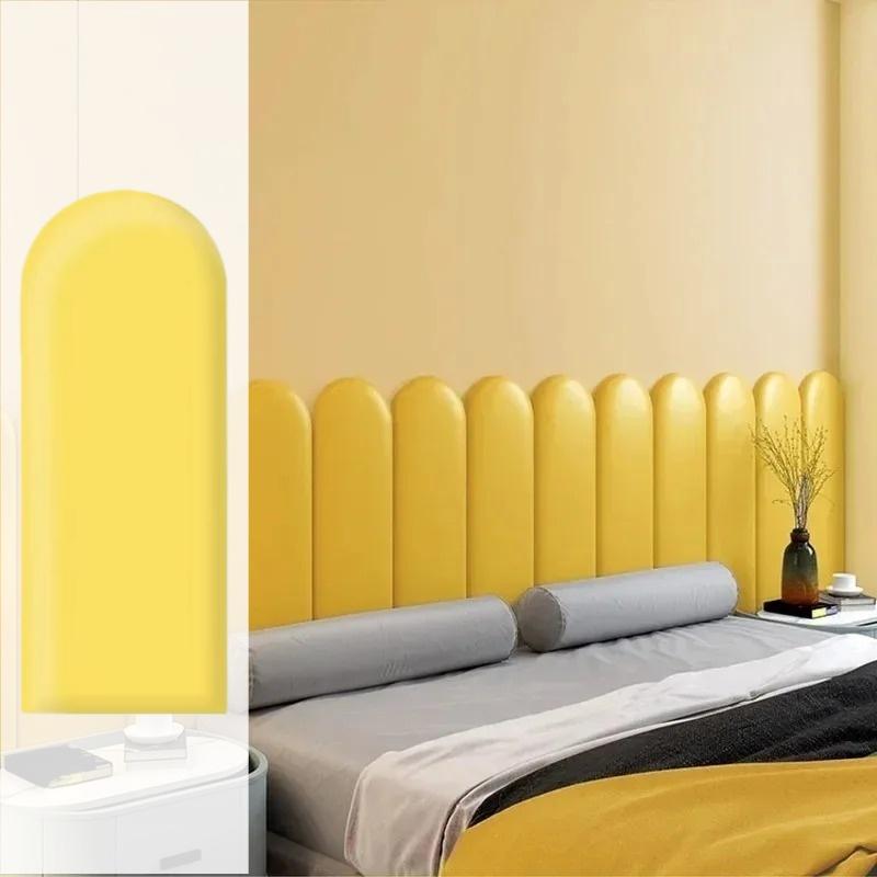 1PC 7.87inx15.75in Bed Headboards Anti-collision Wood Wall Panels Bed Head Headboard Stickers Tete De Lit