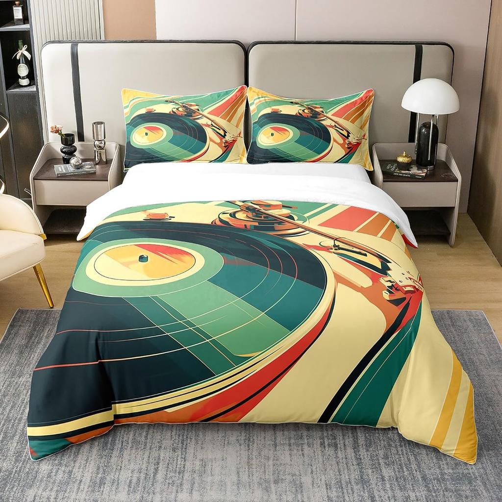 Record Duvet Cover Sets For Kids Teens Twin Lightweight Down Quilt Covers Bedroom Decor 2 Pillowcases 1 Duvet Cover No Comforter