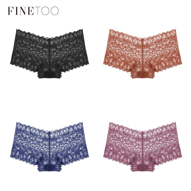 FINETOO Lace Panties For Women Underwear Floral Lingerie Intimates Female Panties Solid Color