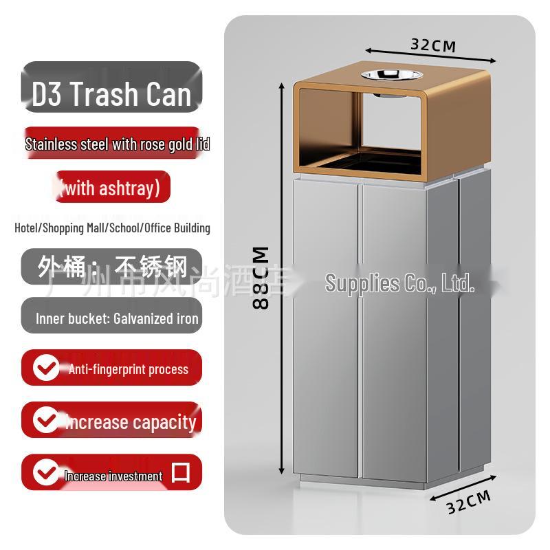 Large Capacity Stainless Steel Ashtray Trash Can for Hotels, Offices, Corridors, Elevators, and Outdoor Use