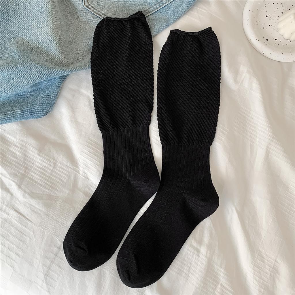 Spring And Summer Breathable Mesh White Stacking Socks Women'S Cotton Long Tube Calf Socks Japanese College Style Jk Trendy Versatile