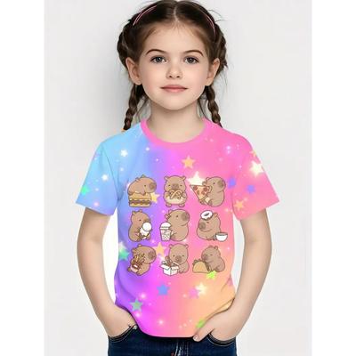 Kids' T-Shirt Animals Boys and Girls Capybara Children's T-Shirt 3D Print Top Loose and Comfortable Gradient Children