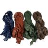 Women's Cotton and Linen Scarf Printed Pleated Scarf Vintage Scarf Small Floral Scarf