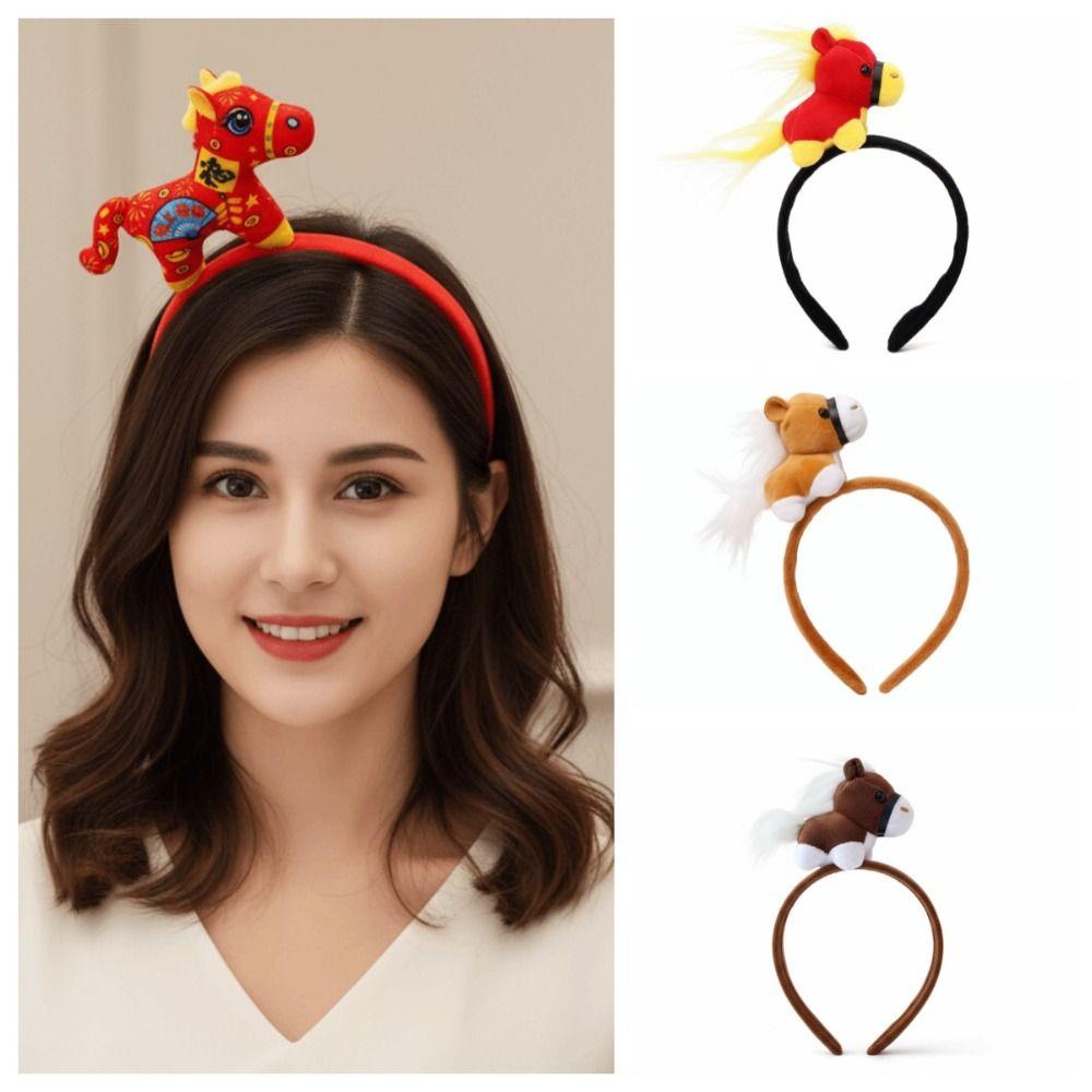Mascot Horse Hair Hoop Cartoon Headpiece Sweet Plush Horse Headband  Photo Prop
