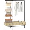 Coat Rack with Shelves, Drawers, and Clothing Rail, 180 Cm Freestanding Clothes Rack In Modern Style, Metal Frame, Oak