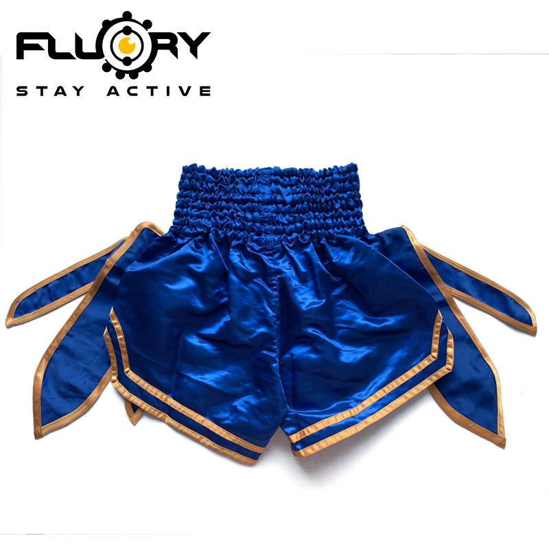 Fluory Muay Thai Shorts Solid Boxing Training Shorts Men's Boxing Clothing Women Free Fight Shorts with Ribbon