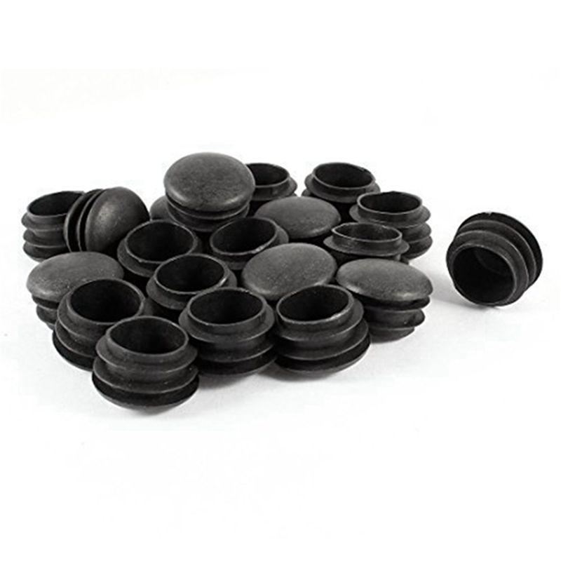 ABWR-80 Pcs Black Plastic 25Mm Dia Blanking End Caps Round Tube Insert