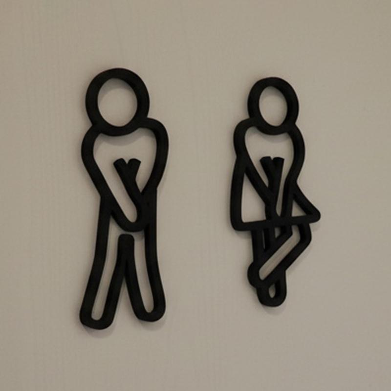 3D Printed Bathroom Door Sign Male & Female Restrooms Symbol Door Decor Restaurant Hotel Cafe Toilet Signage Wall Sticker