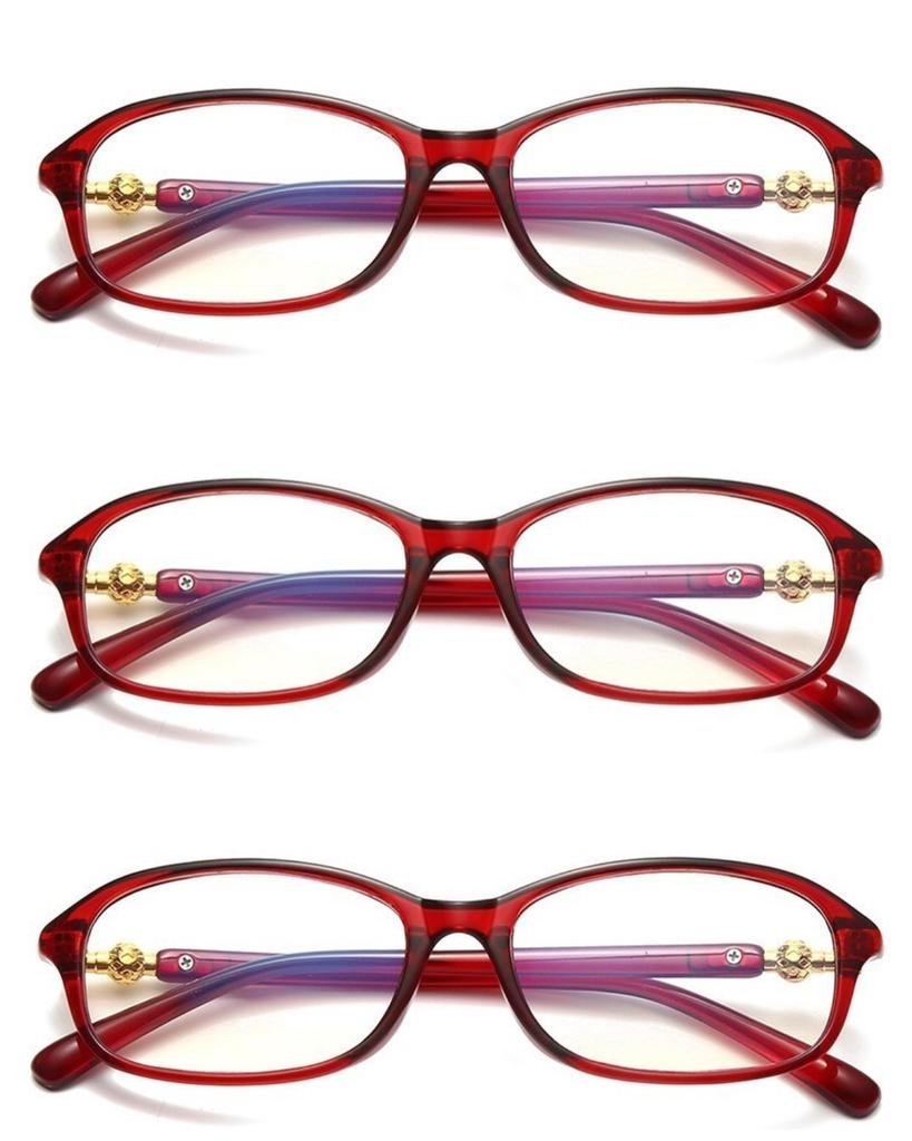 3PCS Reading Glasses Women 100°~+400° Anti-blue Light HD Ultra-light Magnifying Presbyopic Glasses