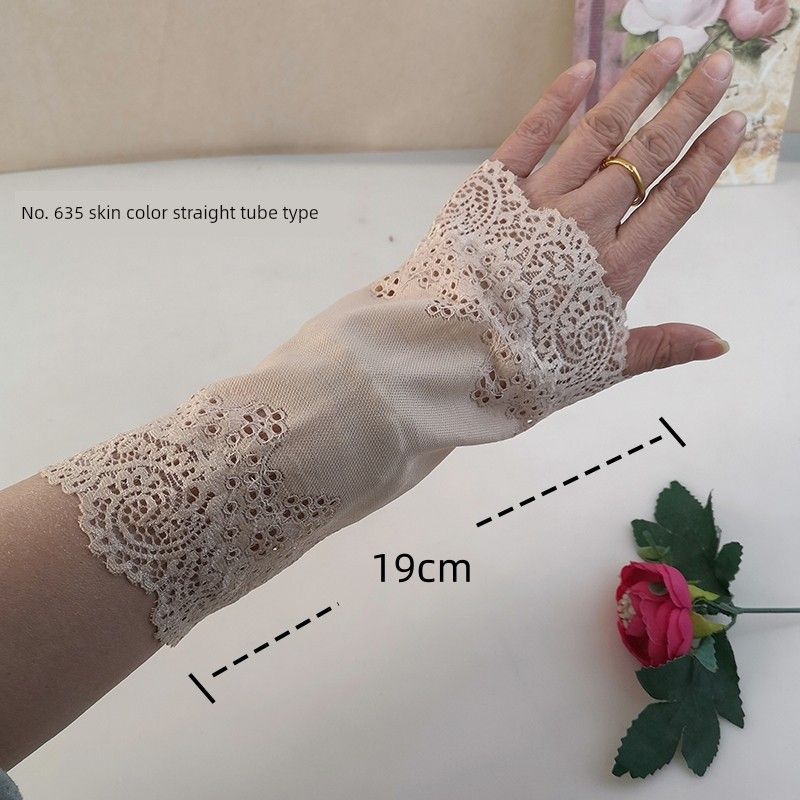 

Butterfly Style Thick High Quality Women s Lace Scar Cover Gloves 635 skin color a pair of 19cm long M